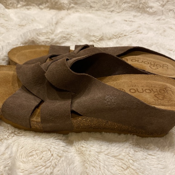 YOKONO NWOB made in Spain leather cork wedge sock slides on size 9 - Picture 7 of 12
